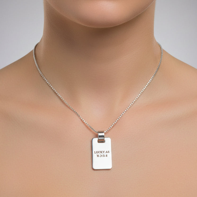 Lucky as F*ck Pendant - Silver