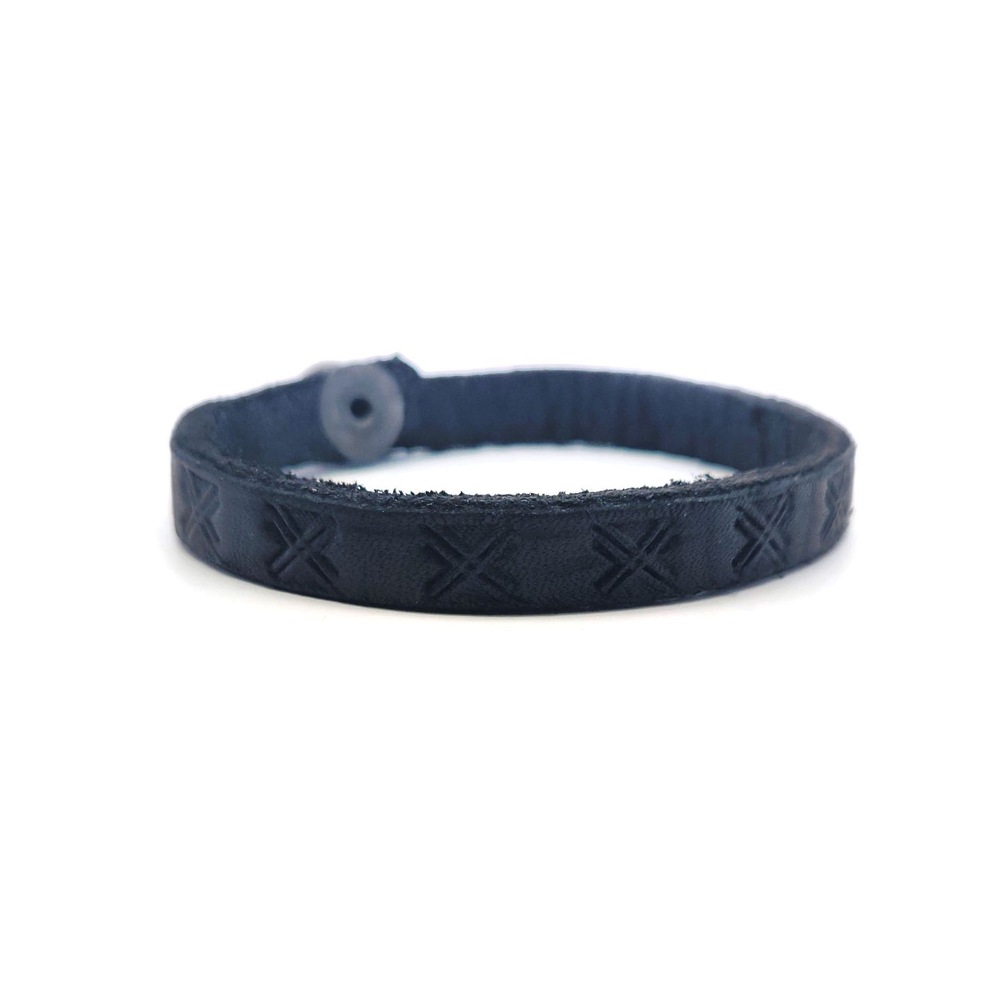 Thin Black X Leather Bracelet