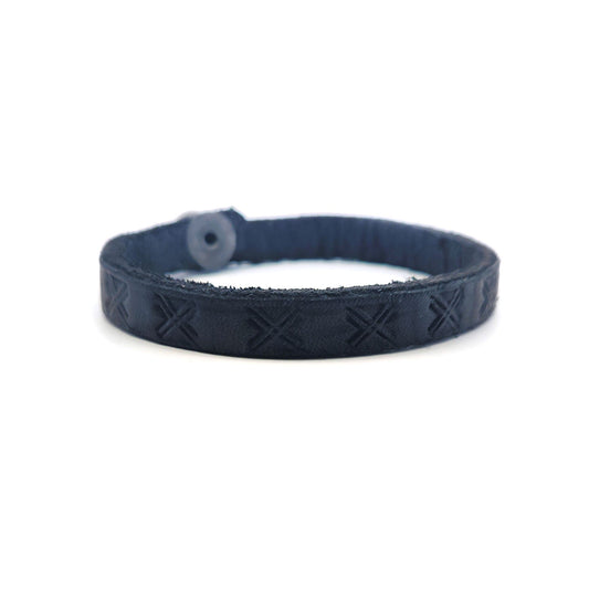 Thin Black X Leather Bracelet