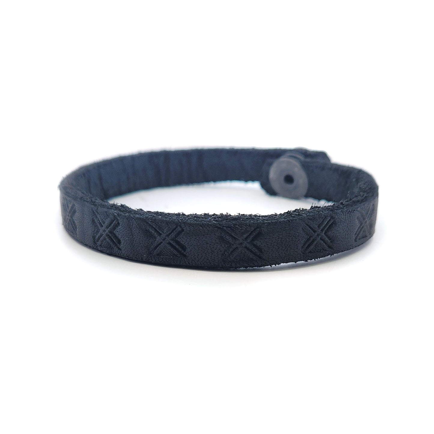 Thin Black X Leather Bracelet