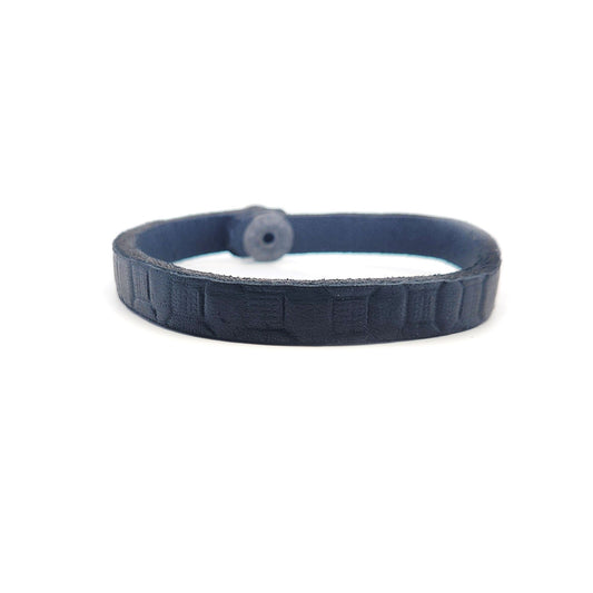 Thin Black Squares Leather Bracelet