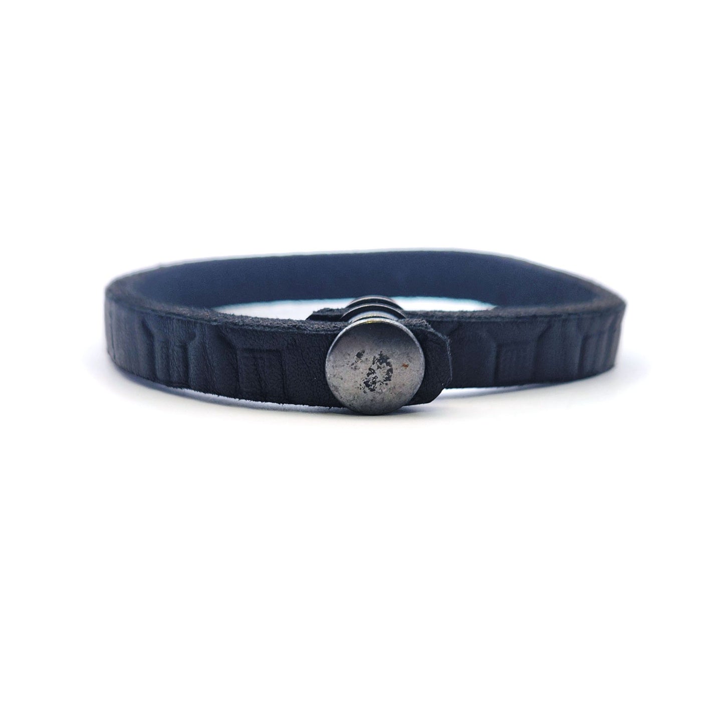 Thin Black Squares Leather Bracelet