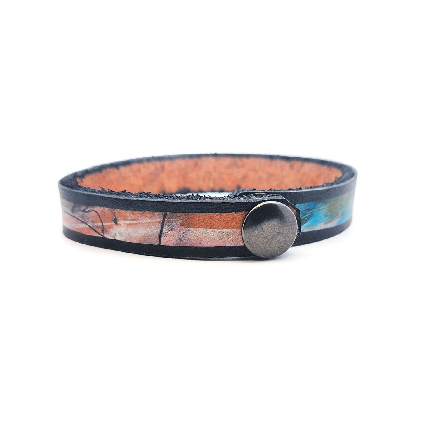 1/2" Stripes Leather Bracelet