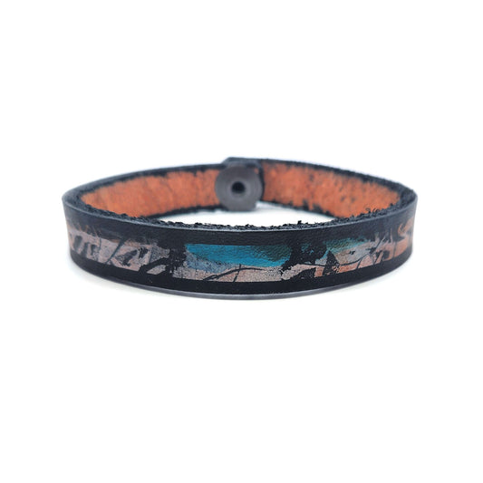 1/2" Stripes Leather Bracelet