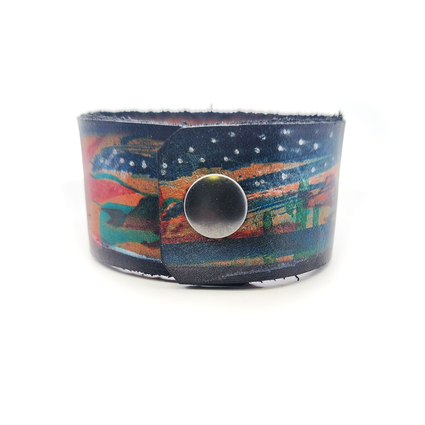 Wide Sunset Leather Bracelet