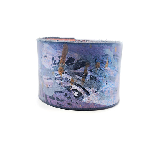 Wide Purple Leather Bracelet
