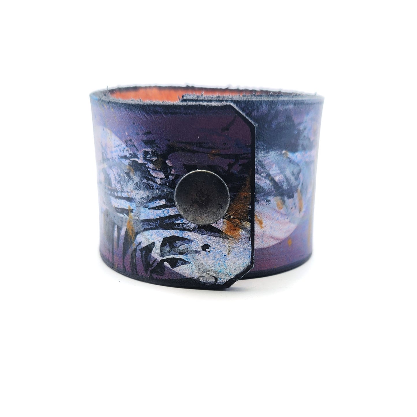 Wide Purple Leather Bracelet