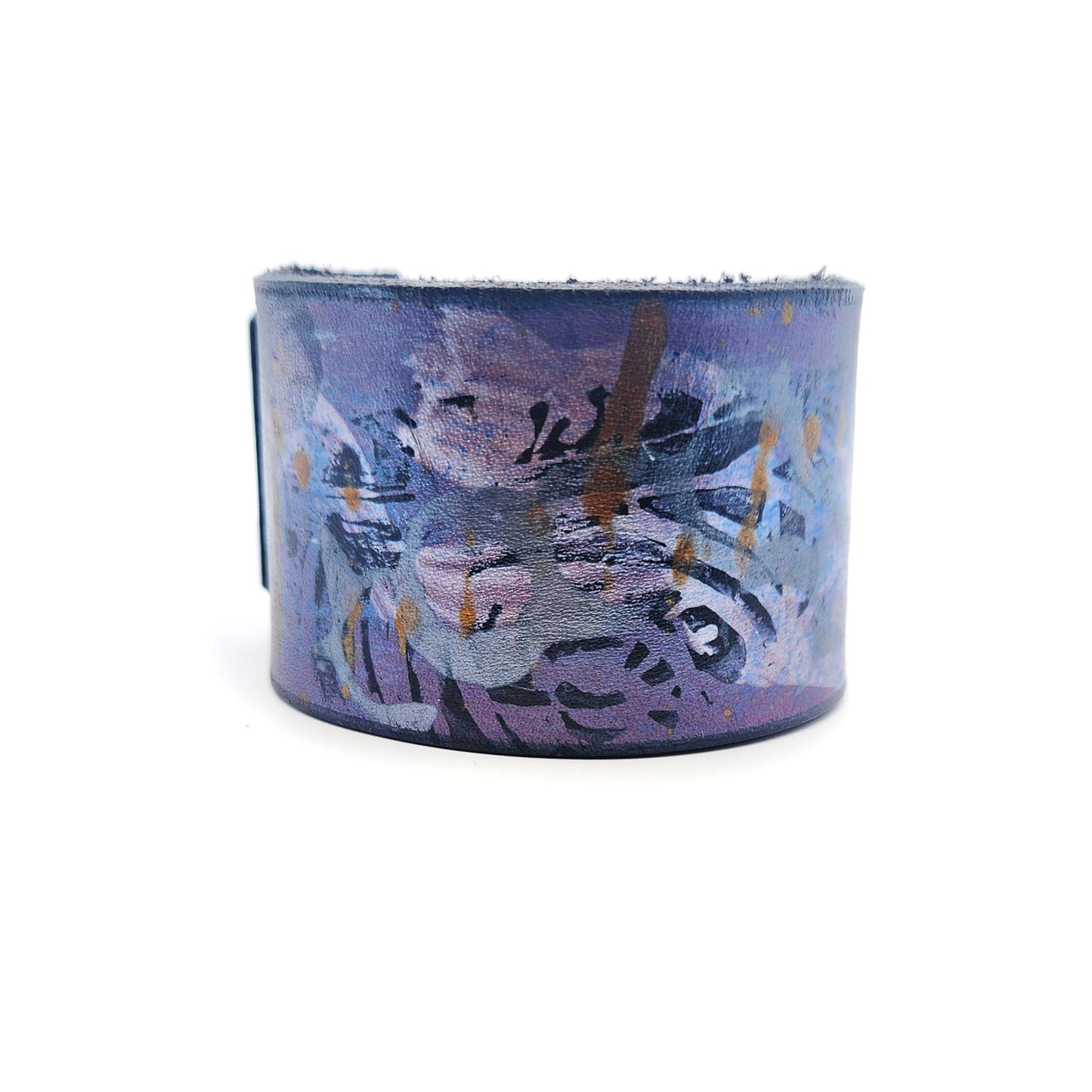 Wide Purple Leather Bracelet