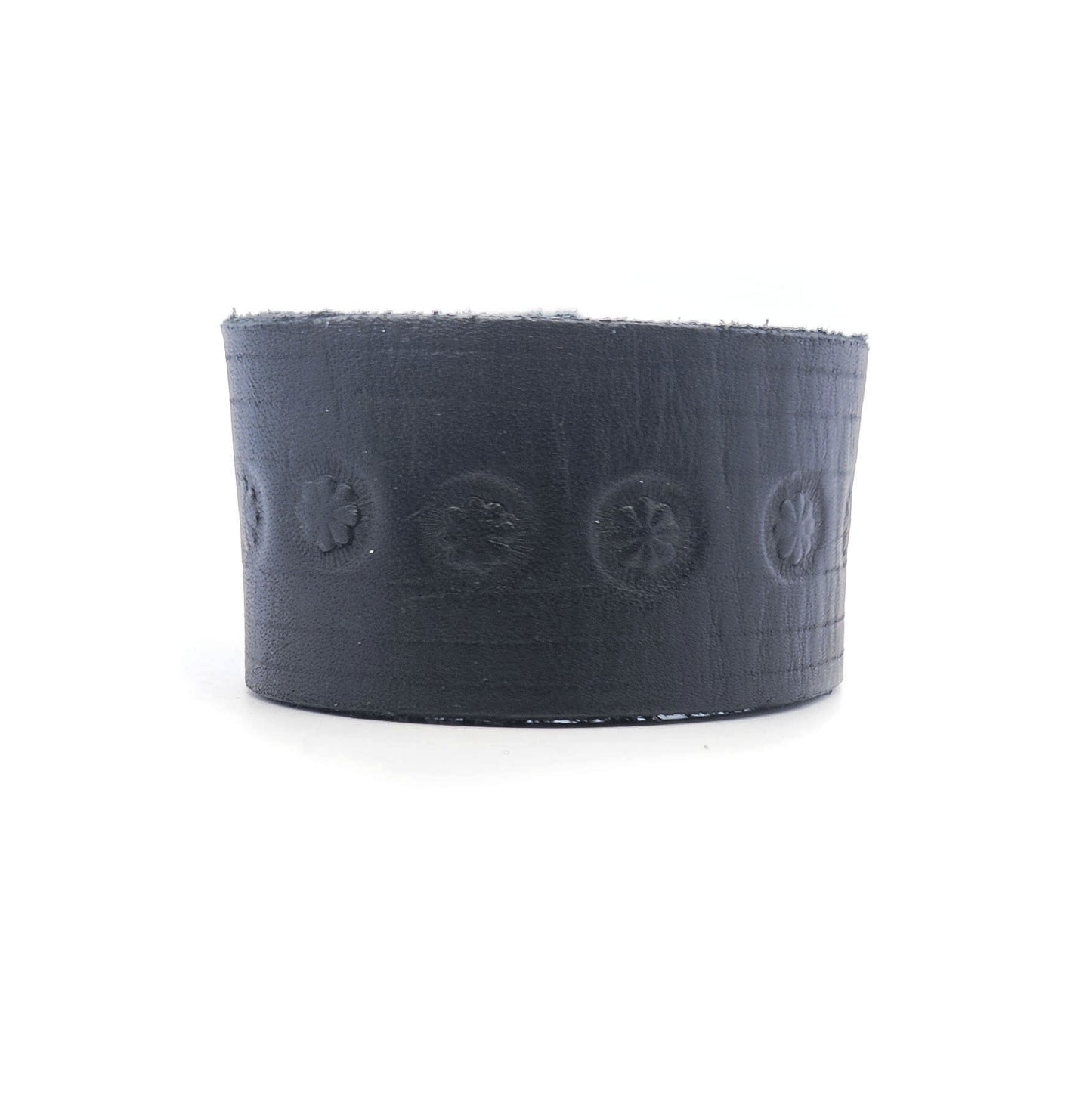 Wide Black Floral Leather Bracelet
