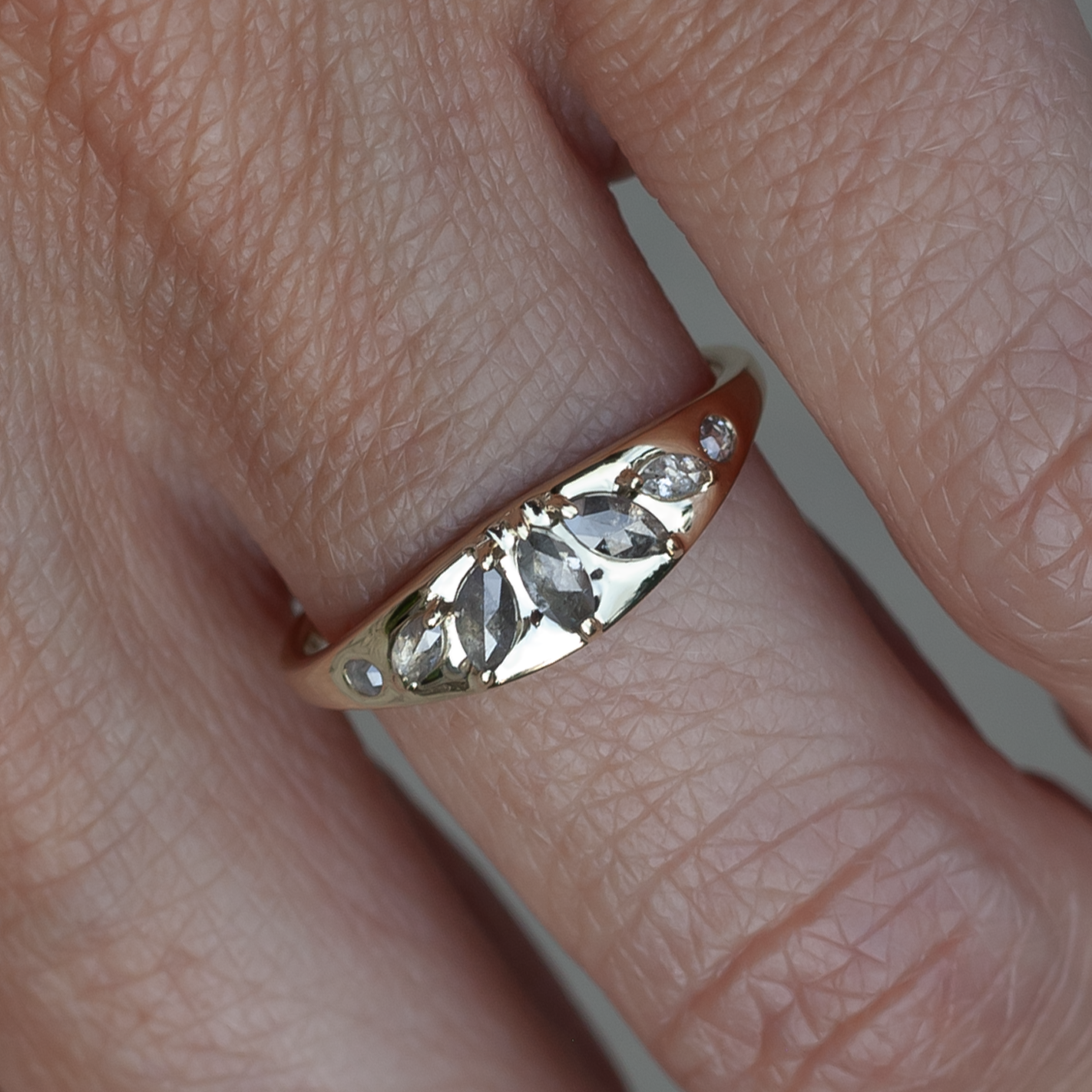 14k Yellow Ring with 0.37cts Salt & Pepper Diamonds
