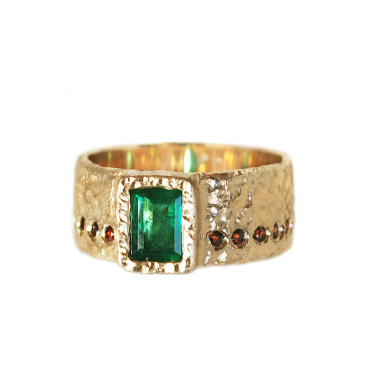 Emerald and Garnet Ring