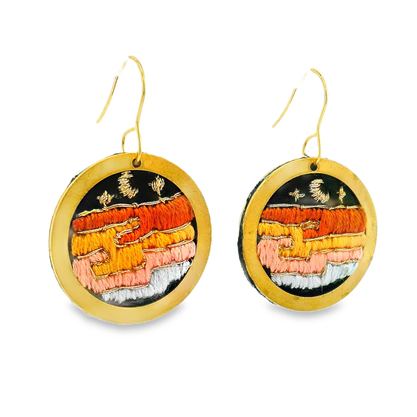 Hand Embroidered Desert Earring