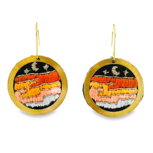 Hand Embroidered Desert Earring