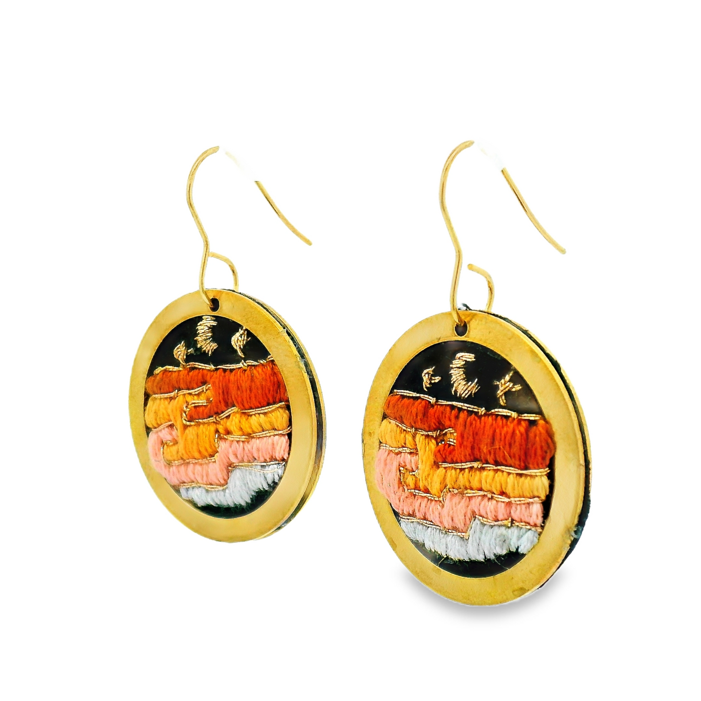 Hand Embroidered Desert Earring