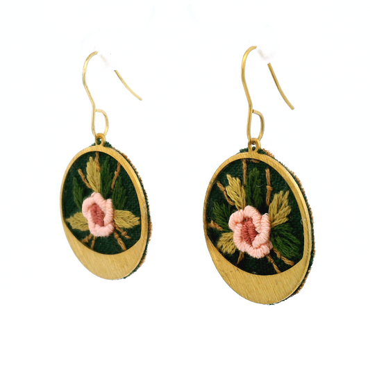 Small Pink Rose Earrings