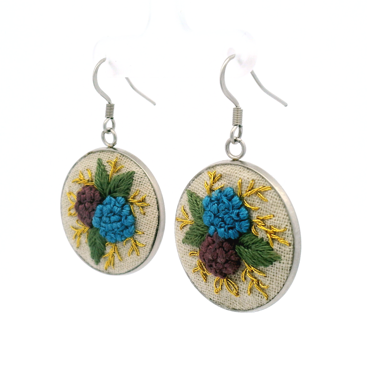 Small Blue and Purple Flower Earrings