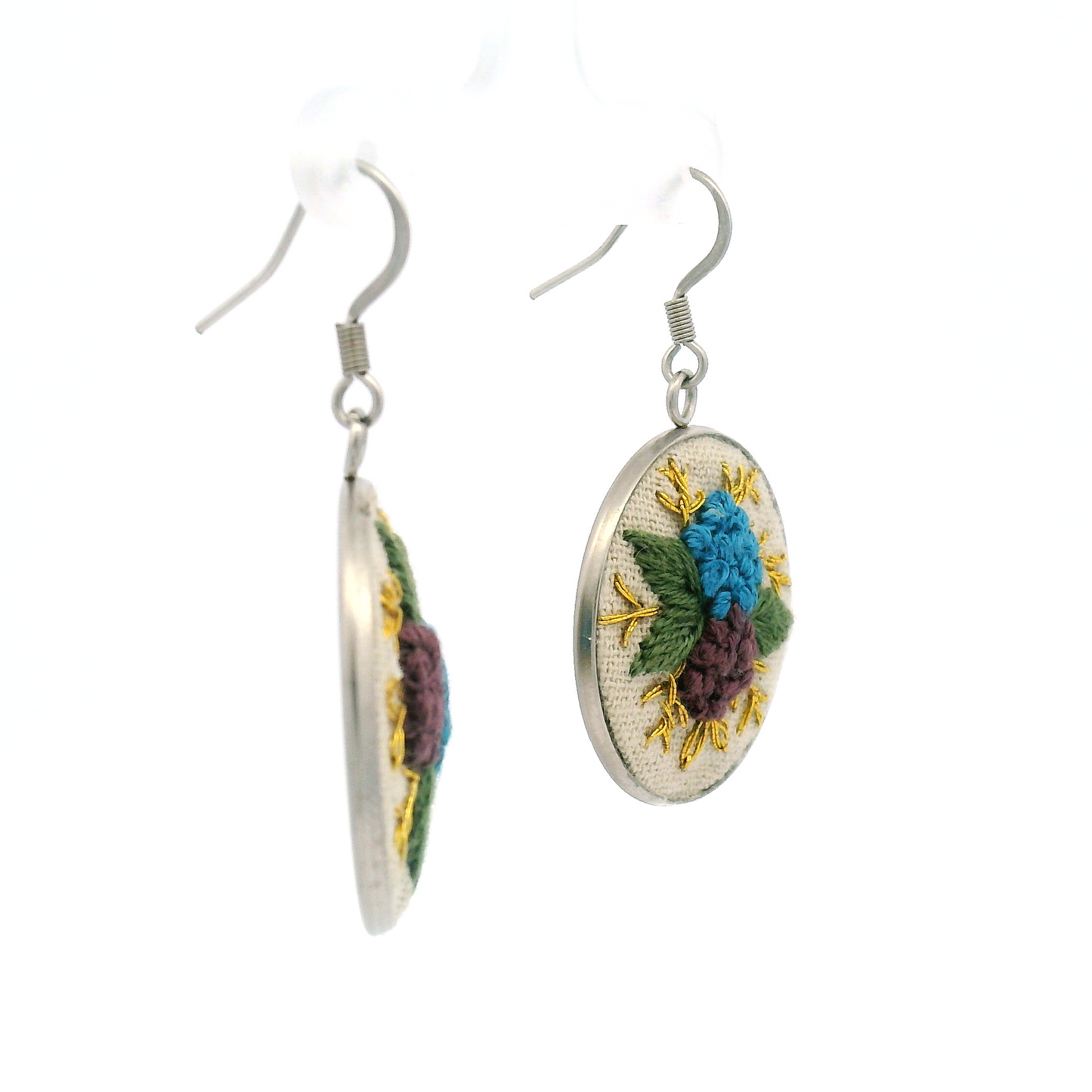 Small Blue and Purple Flower Earrings