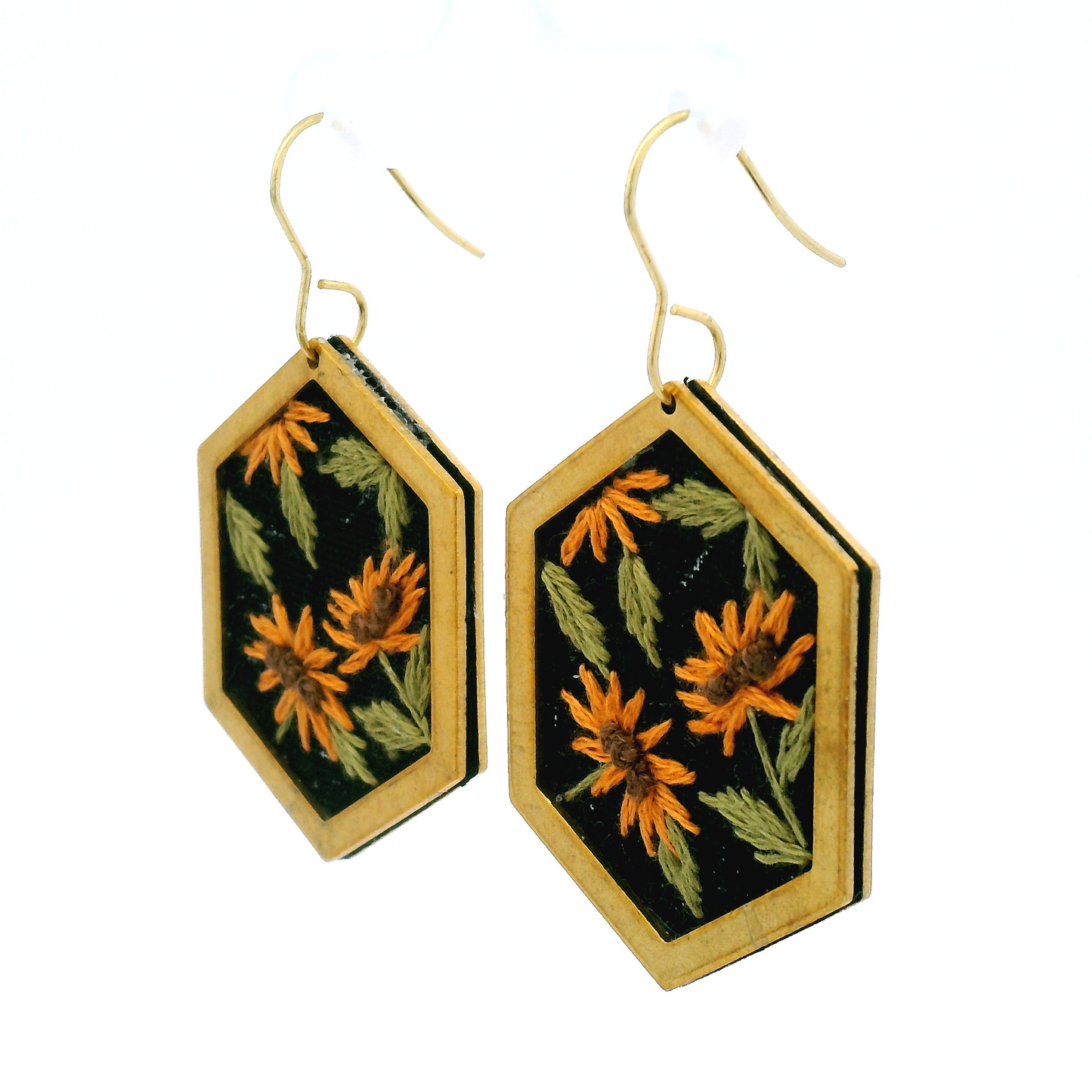 Hexagon Sunflower Earrings