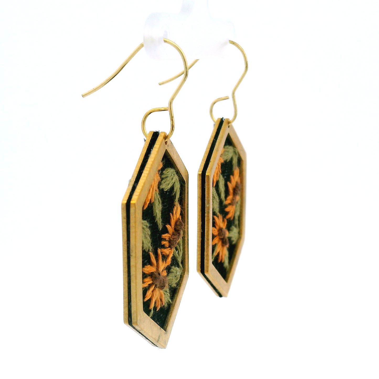 Hexagon Sunflower Earrings