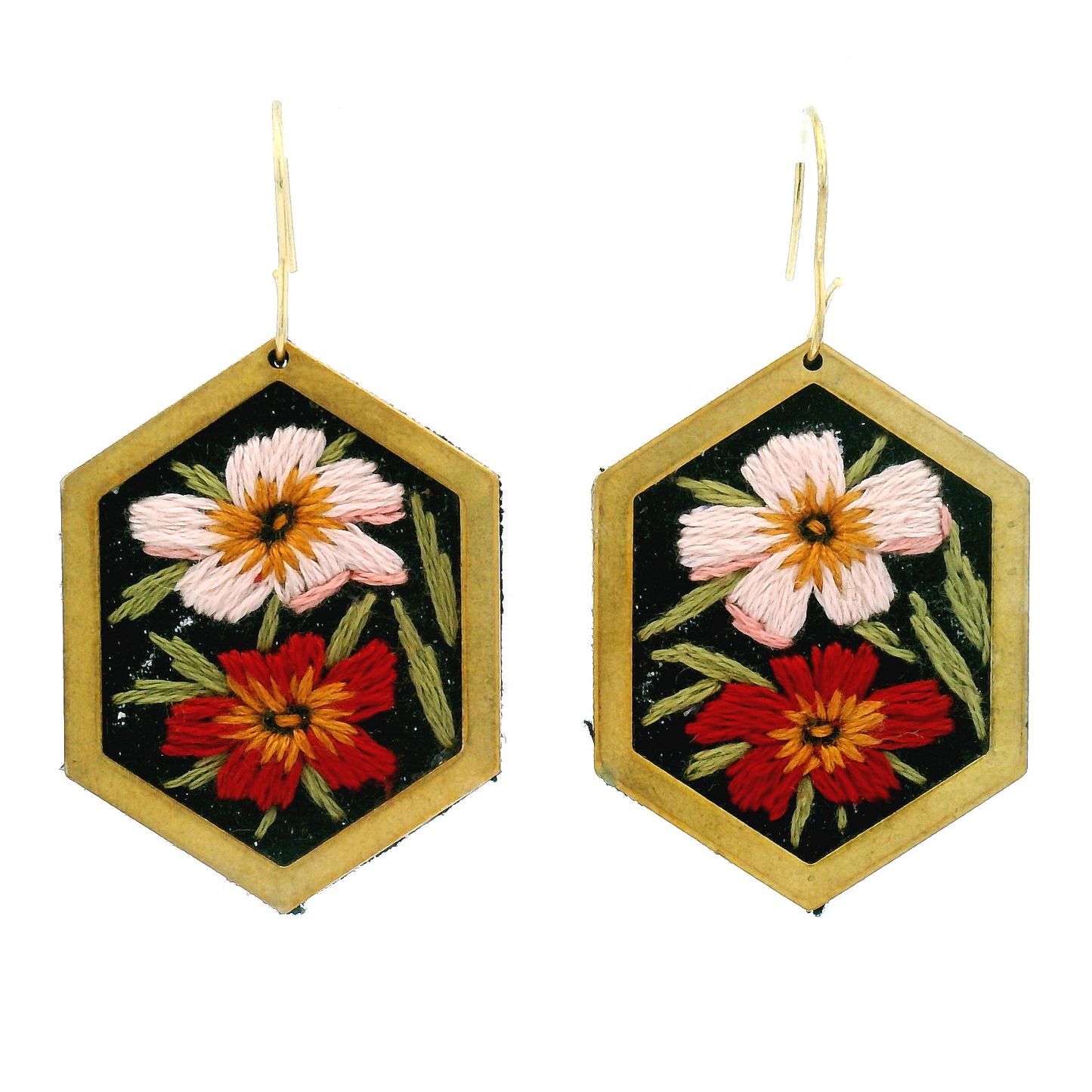 Hexagon Pansy Earrings