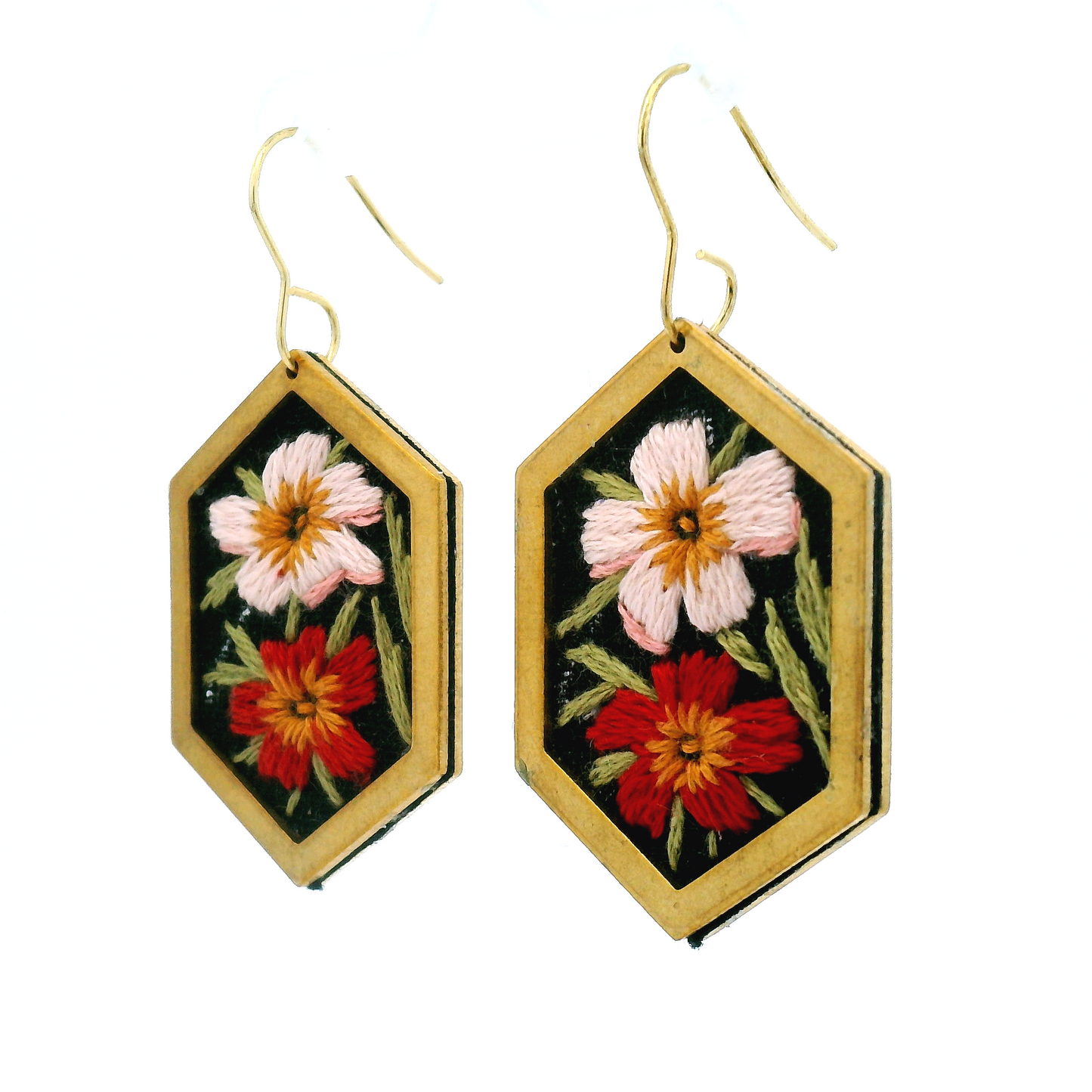 Hexagon Pansy Earrings