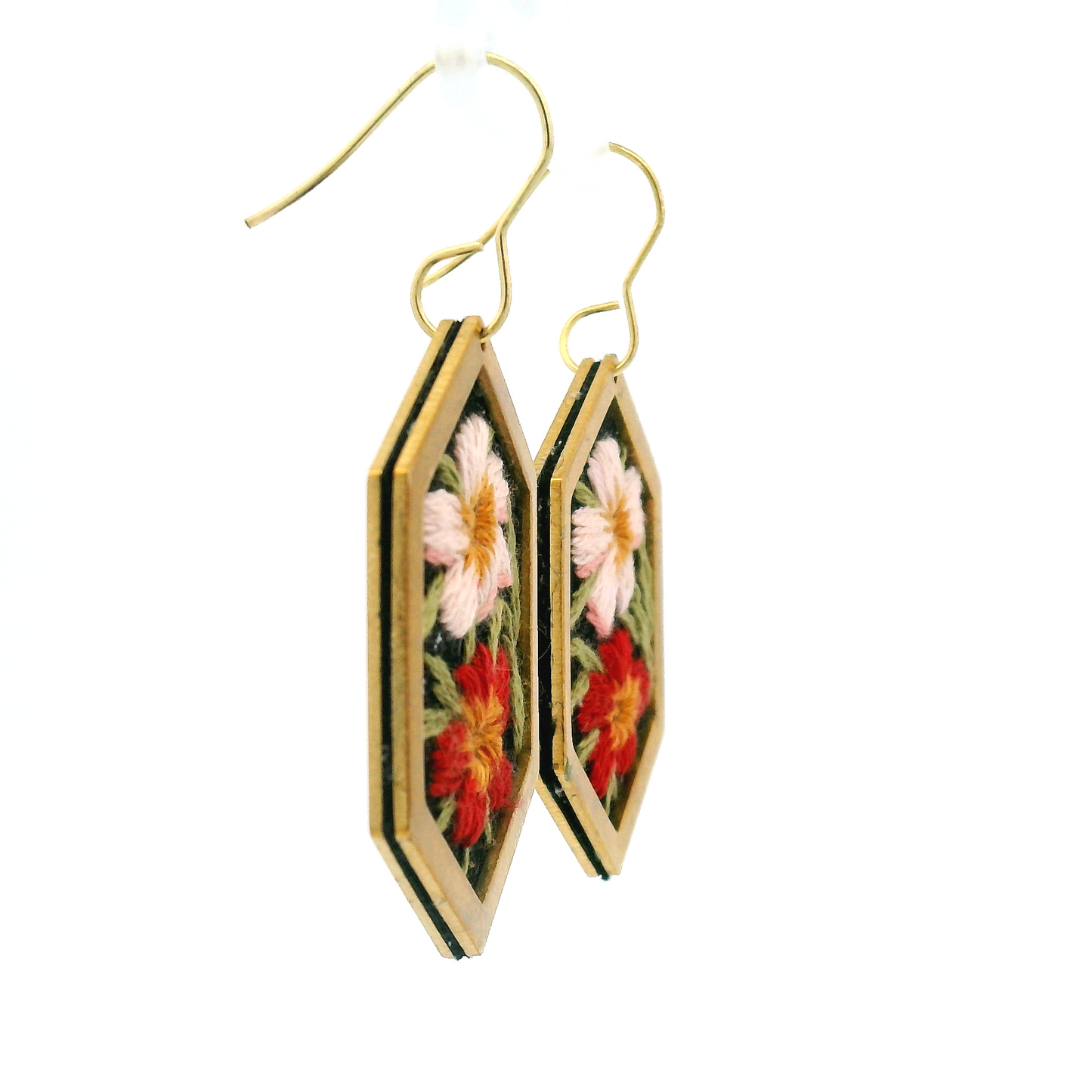 Hexagon Pansy Earrings