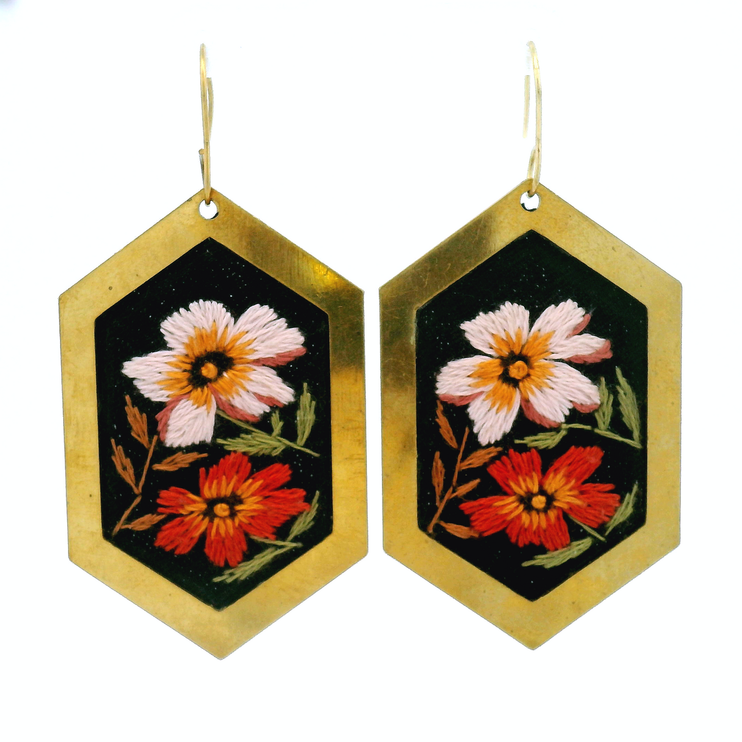 Large Hexagon Citrus Earrings