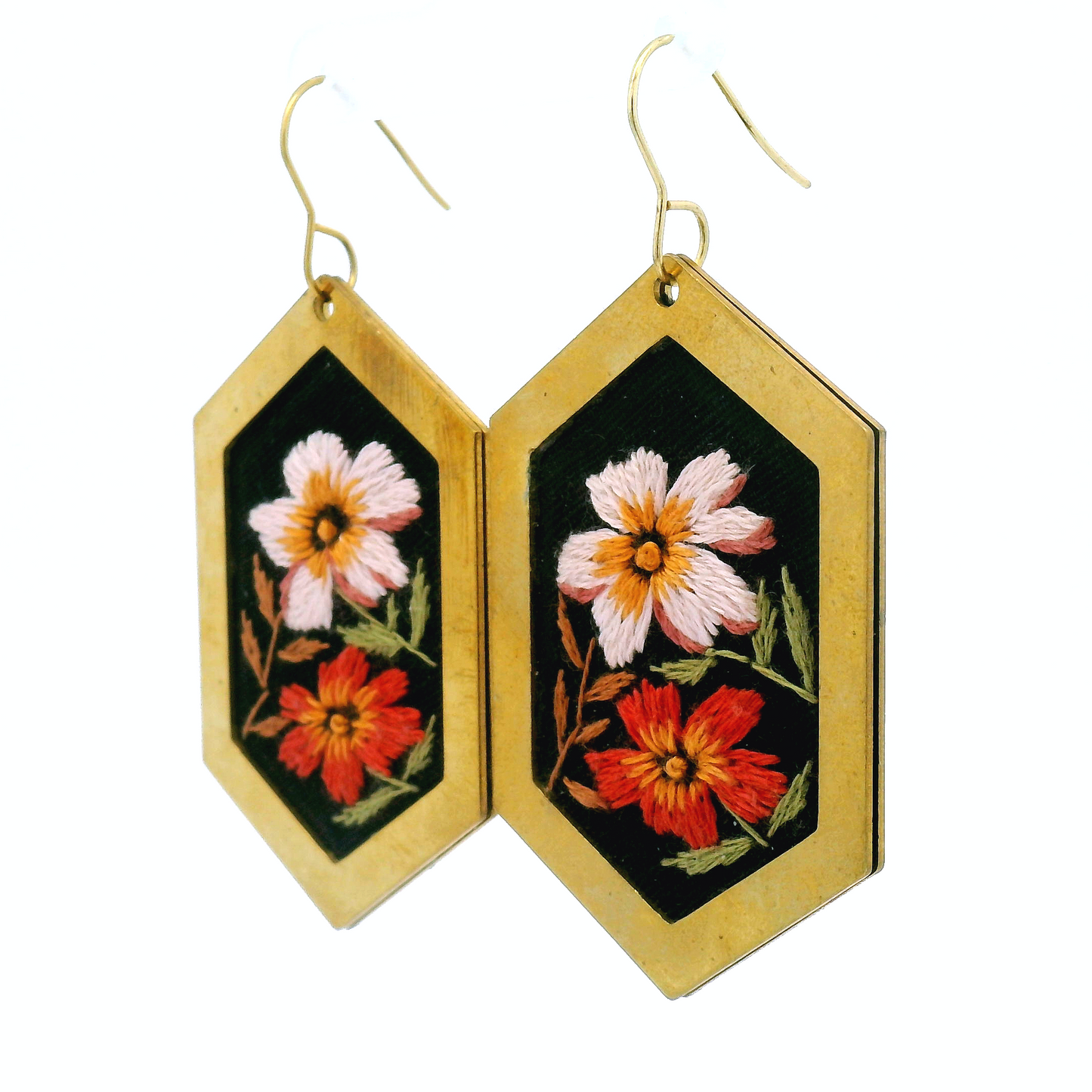 Large Hexagon Citrus Earrings