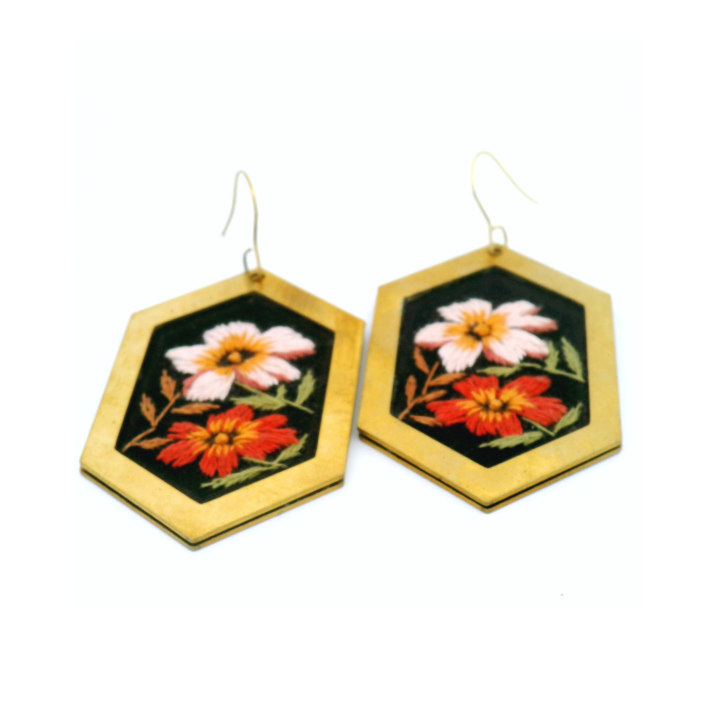 Large Hexagon Citrus Earrings