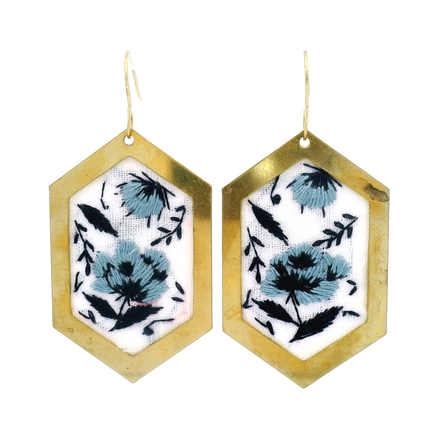 Large Hexagon Flower Earrings