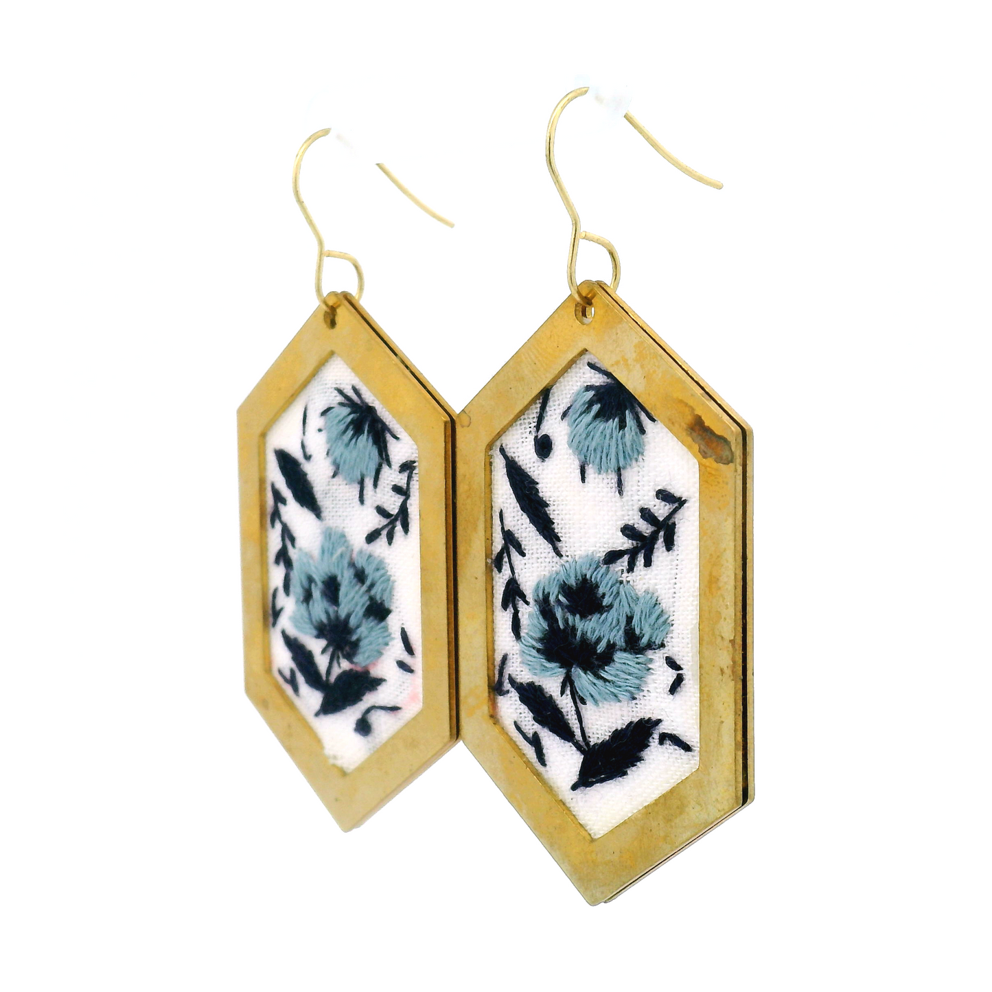 Large Hexagon Flower Earrings