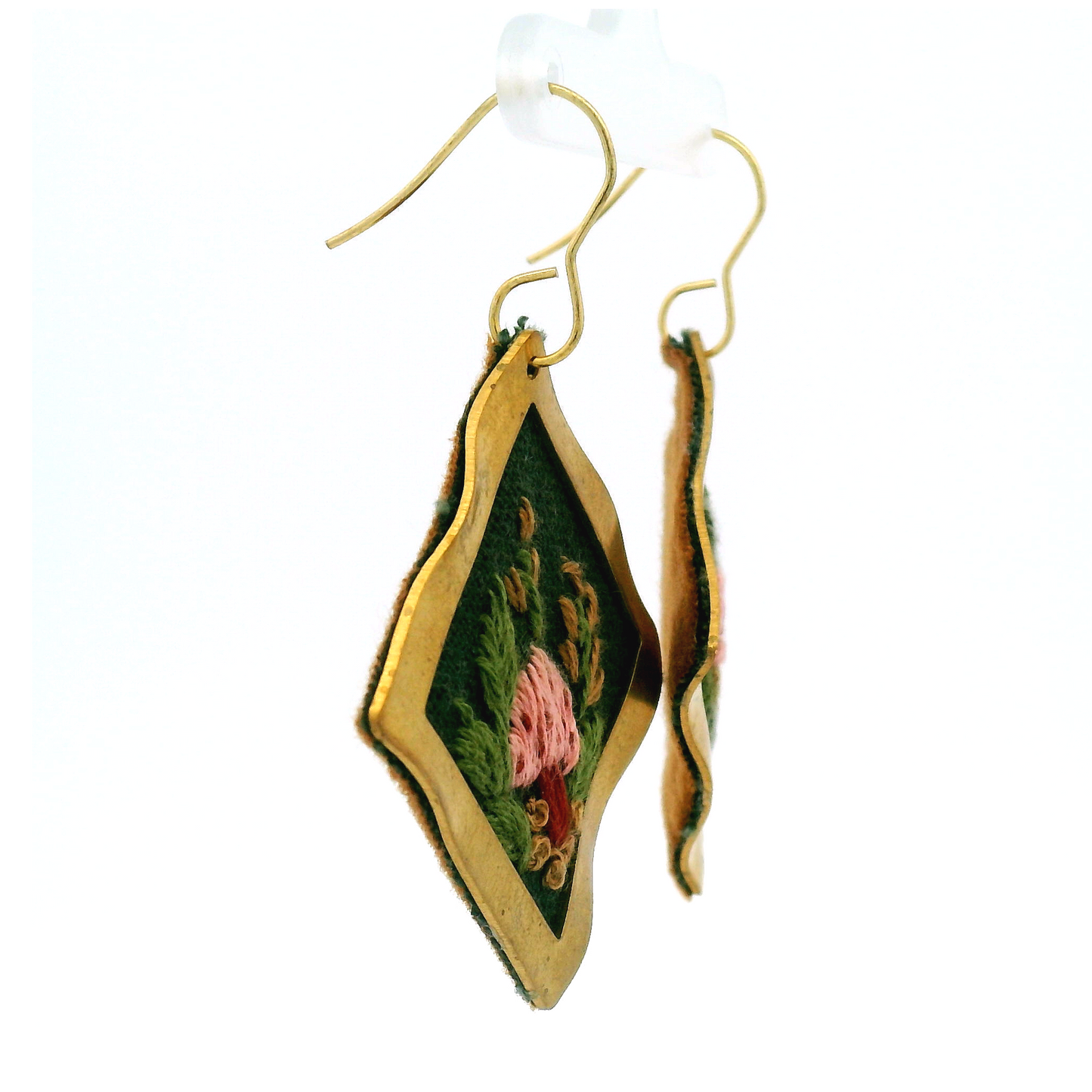 Large Square Pink Rose Earrings