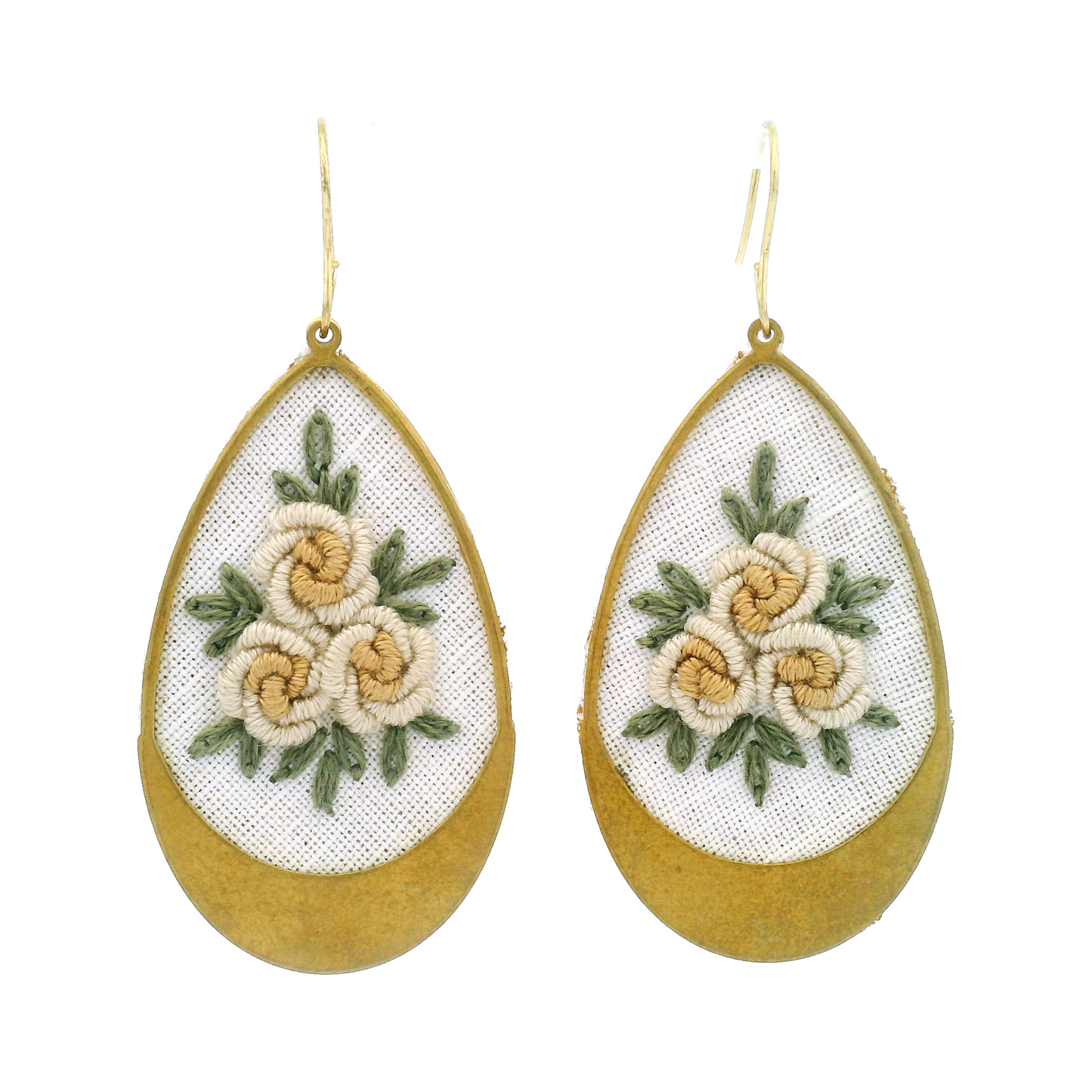 Teardrop White Rose Earrings