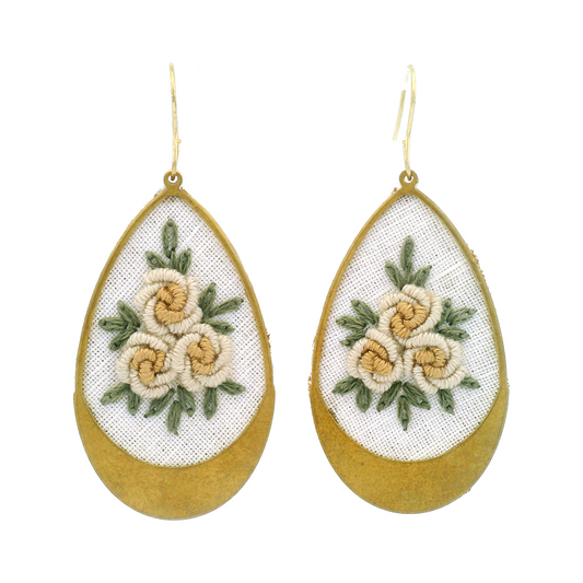 Teardrop White Rose Earrings