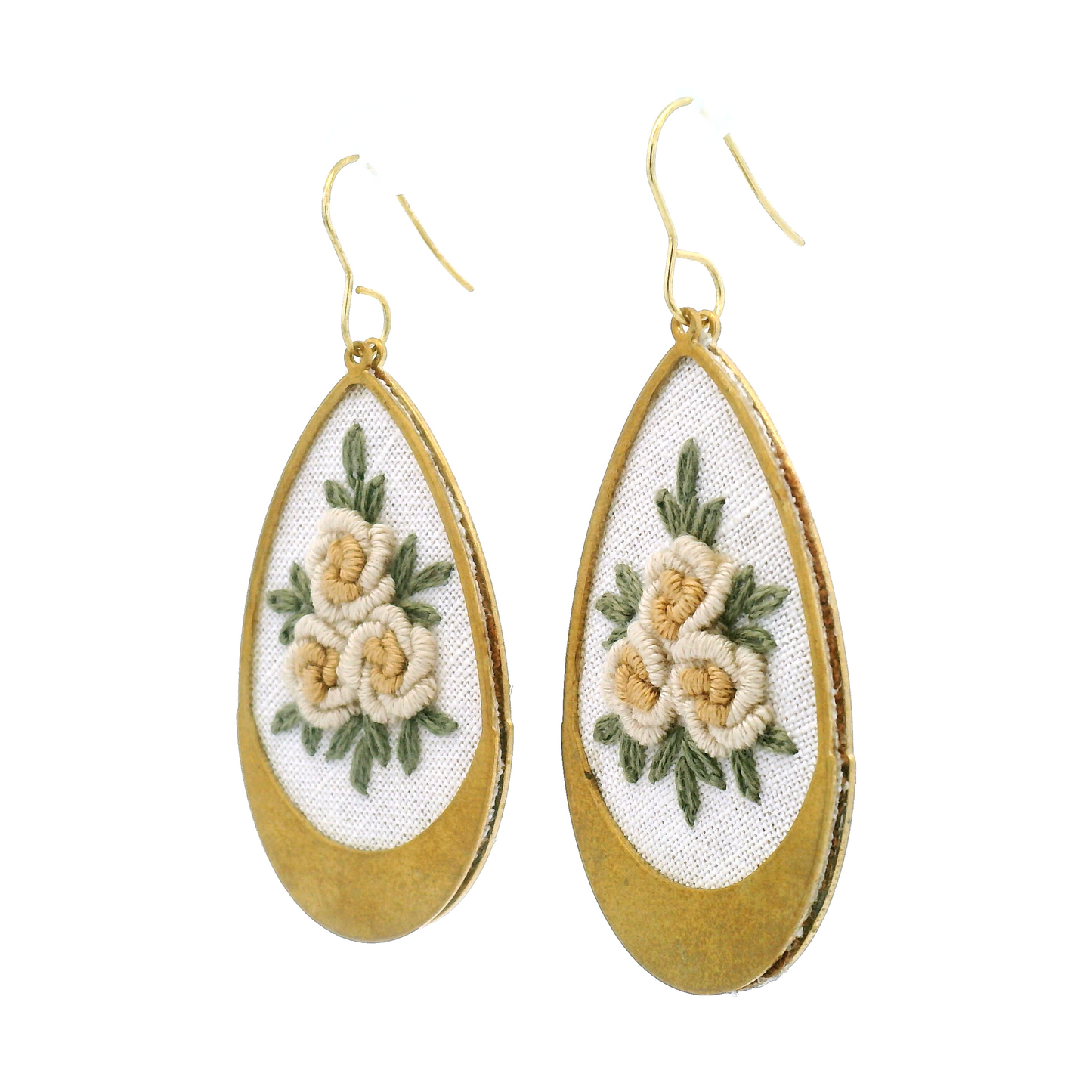 Teardrop White Rose Earrings