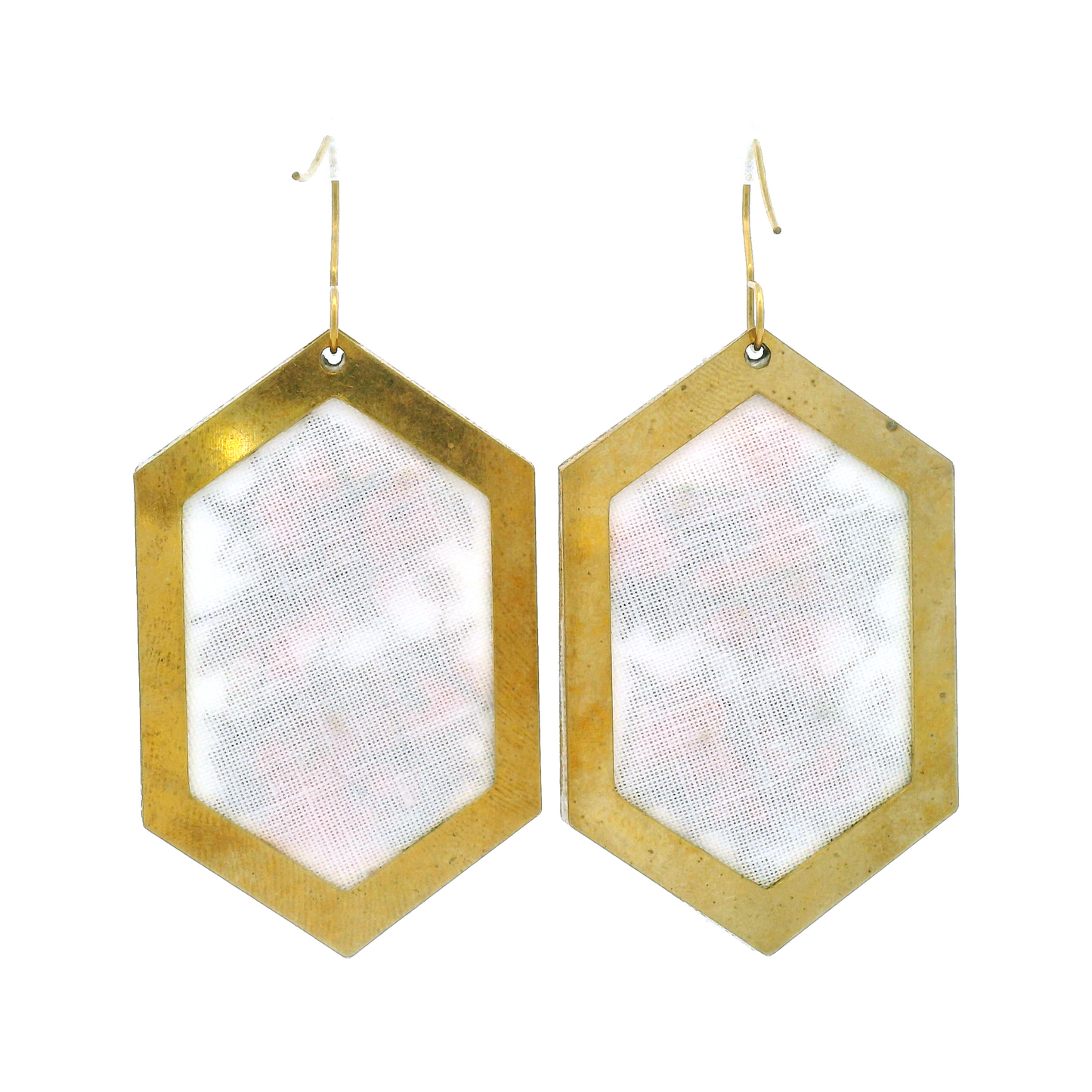 Hexagon Pink Rosette Earrings