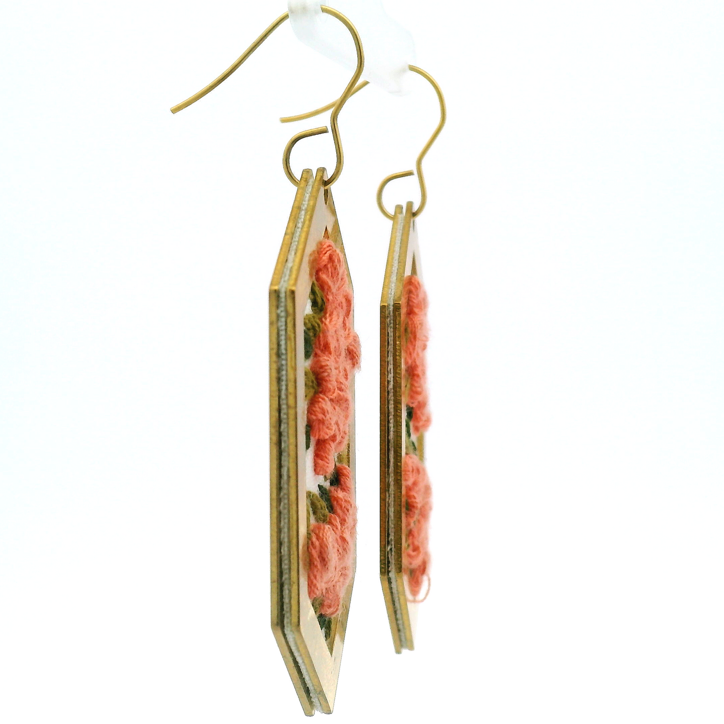 Hexagon Pink Rosette Earrings