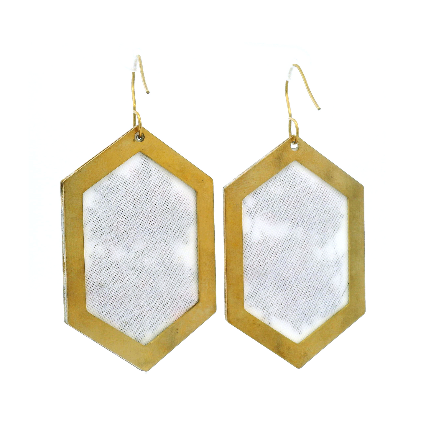 Hexagon Red Rosette Earrings