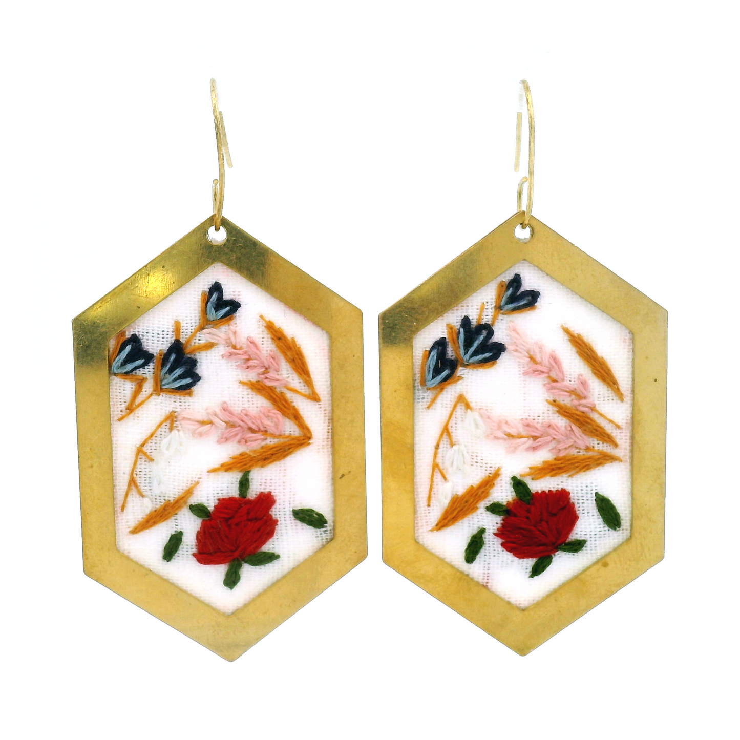 Hexagon Mixed Flower Earrings