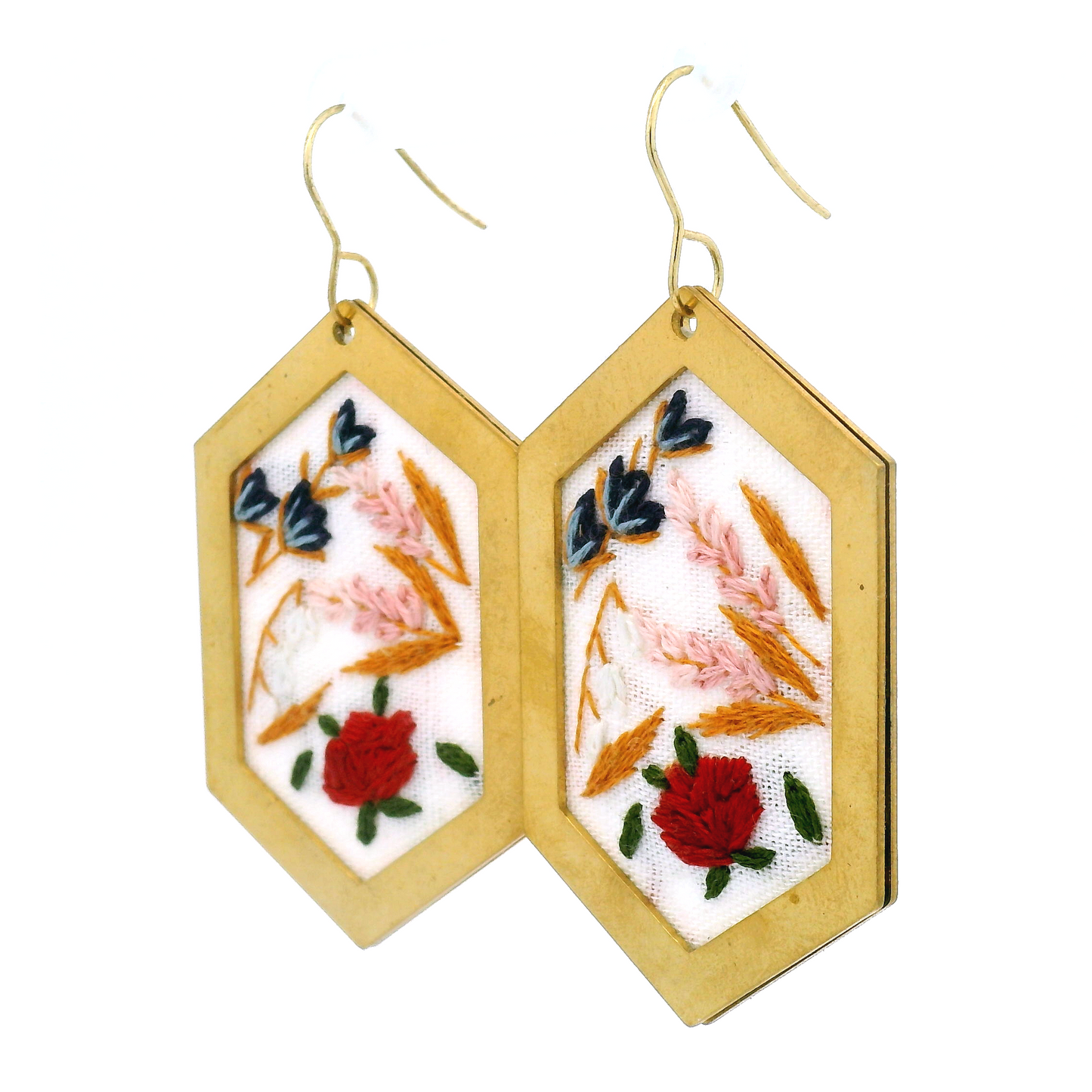 Hexagon Mixed Flower Earrings