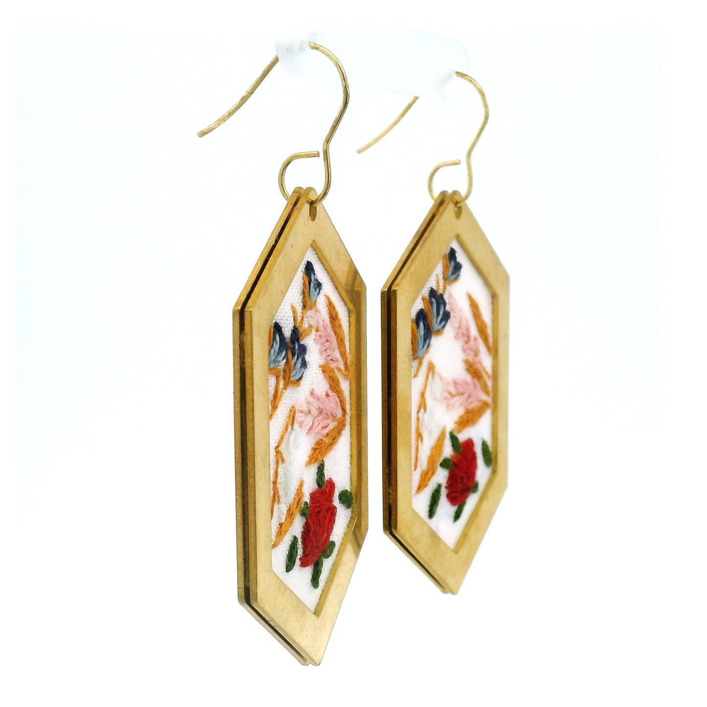 Hexagon Mixed Flower Earrings