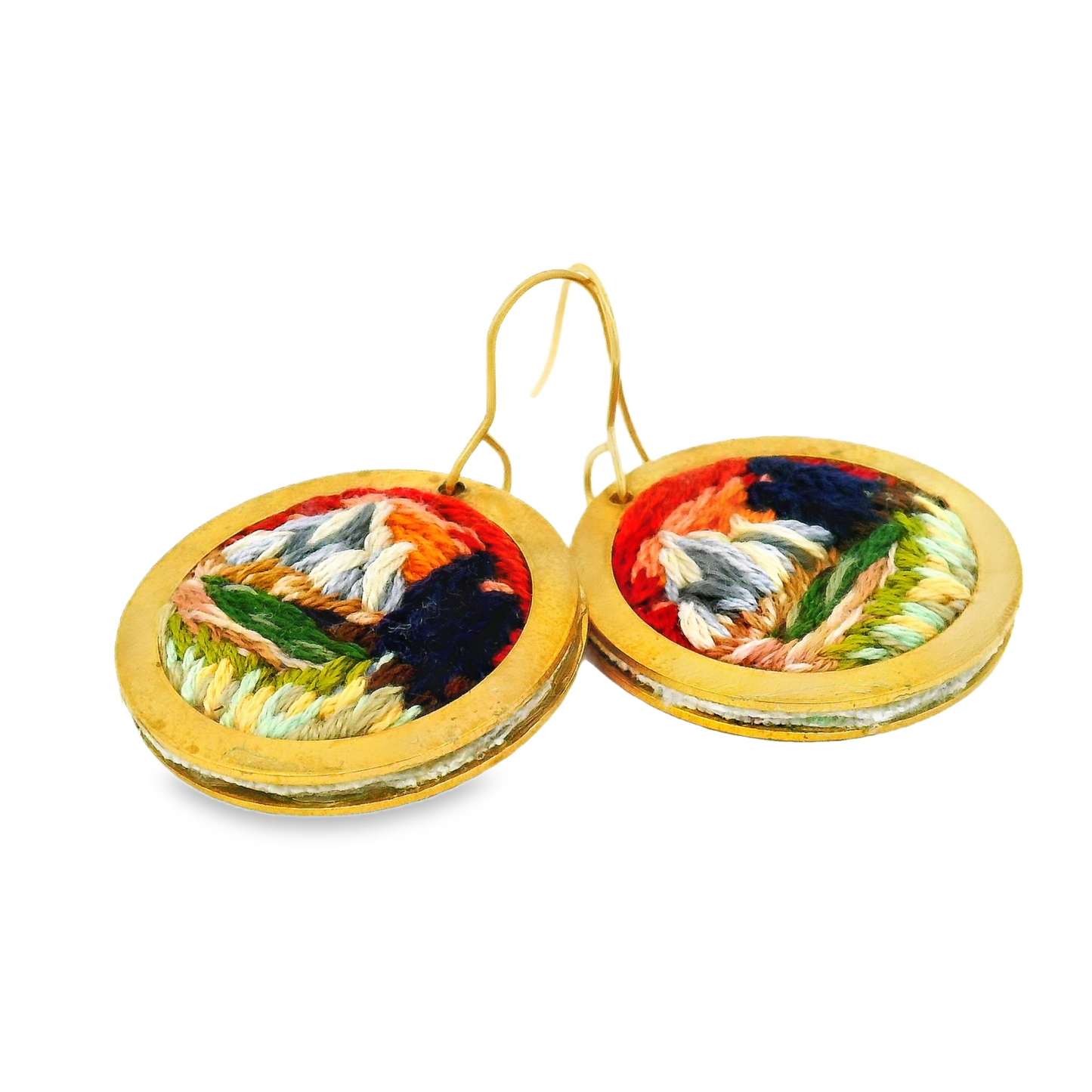 Hand Embroidered Sunset Landscape Mountain Earrings