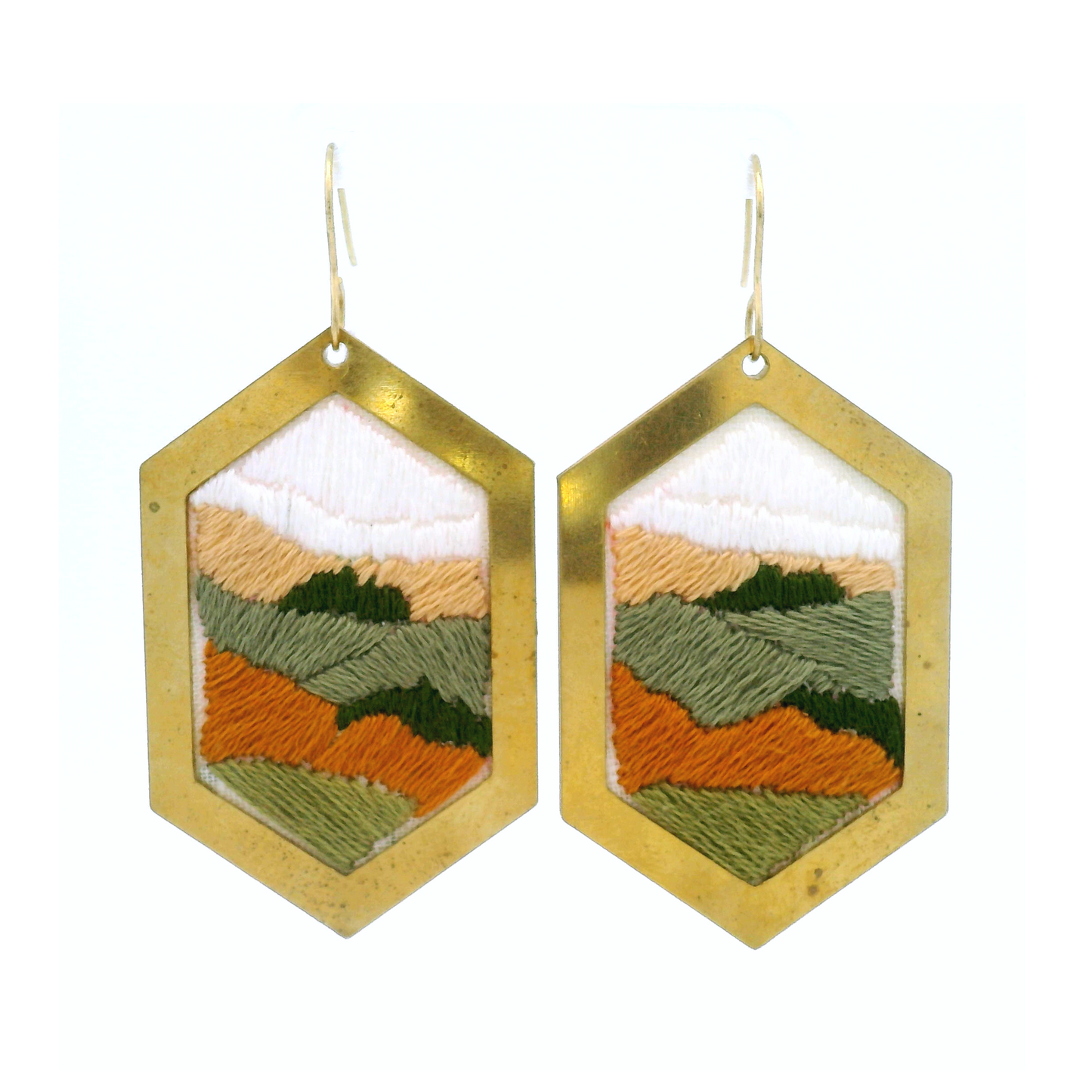 Hexagon Fall Landscape Earrings