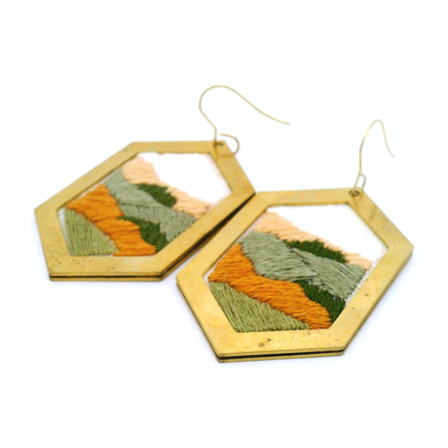Hexagon Fall Landscape Earrings