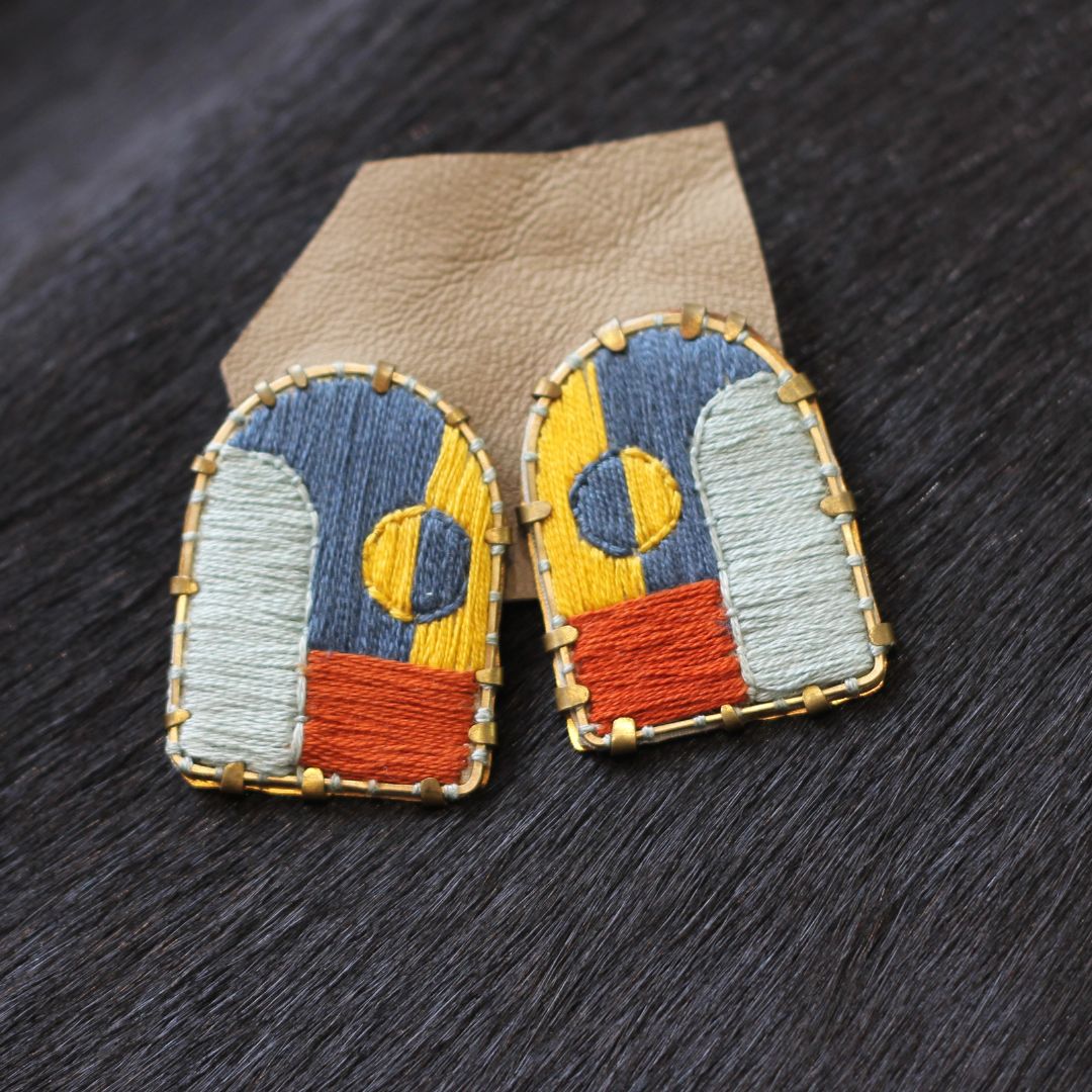 Sky - Textile Fabric Arch Earrings