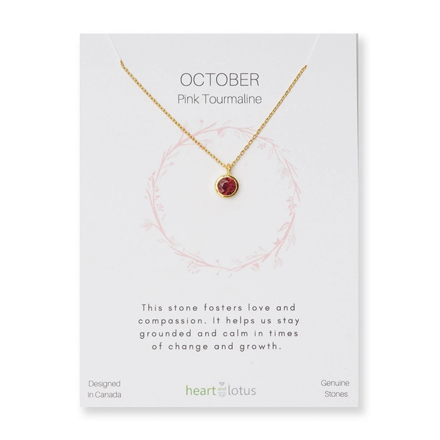 Pink Tourmaline October Birthstone Necklace
