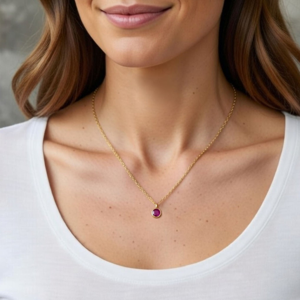 Ruby July Birthstone Necklace