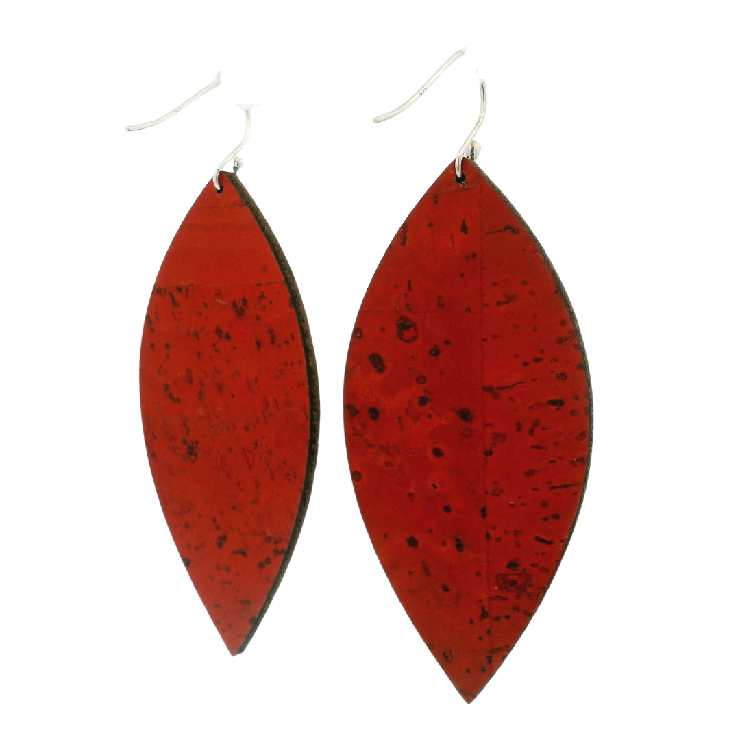 Large Sixties Floral Leaf Cork Earrings