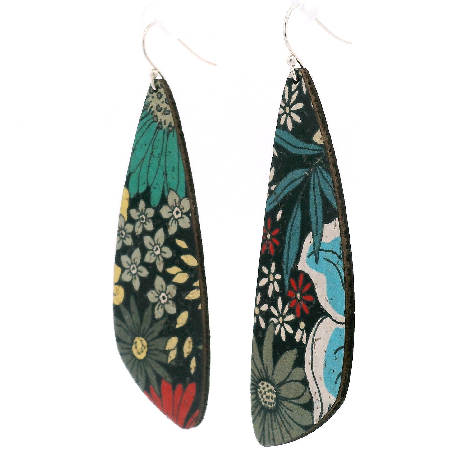 Large Sixties Floral Wing Cork Earrings