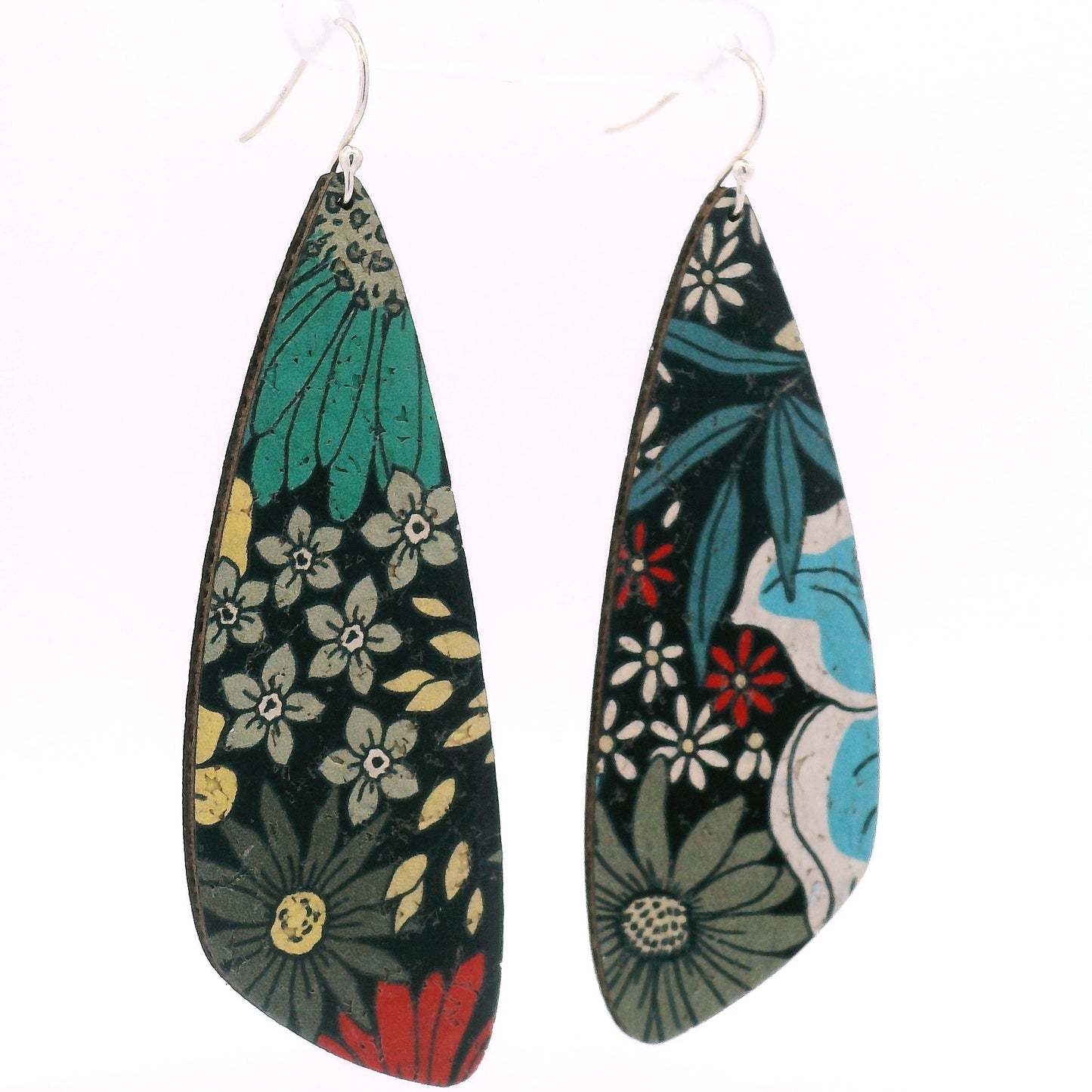Large Sixties Floral Wing Cork Earrings